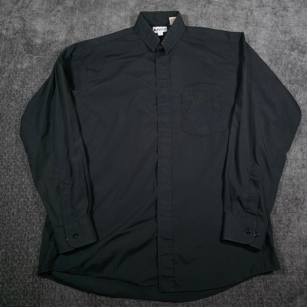 Friar Tuck Augsburg Fortress Mens 16 34/35 Black Clergy Tab Collar Shirt L/S